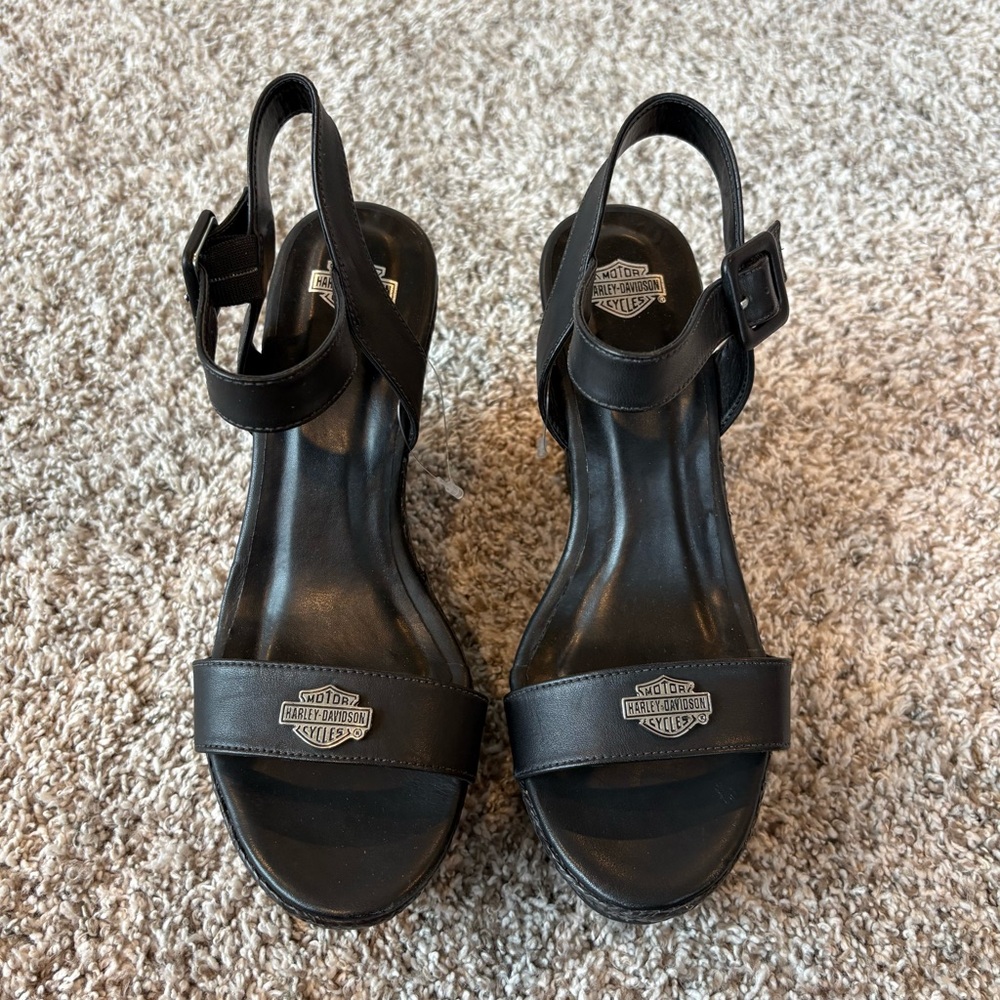 Harley Davidson Women's Belmont Platform Wedge Sandals Size 8 - Picture 2 of 8